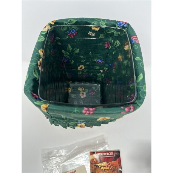 Longaberger 1996 Green Trim Medium Spoon Basket Emerald Vine Liner Protector - Picture 7 of 9
